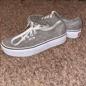 Black and white platform vans